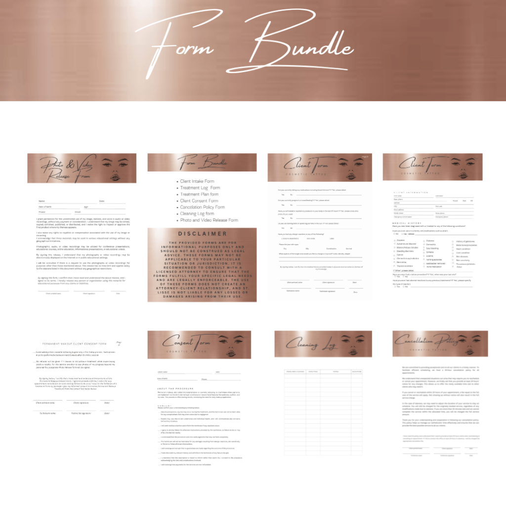 Client Intake Form bundles for Tattoo Procedures - Digital Download