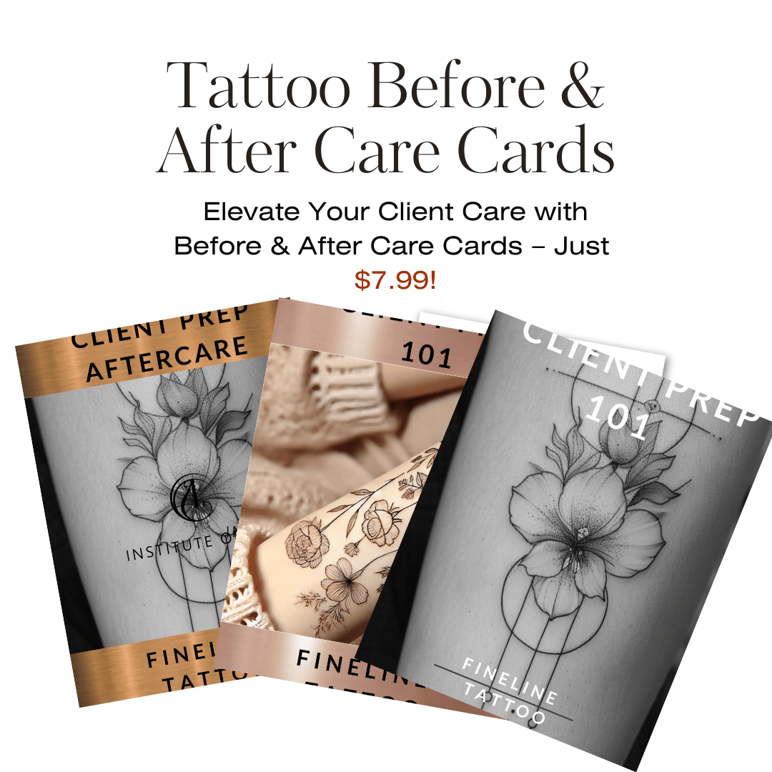 Download professional Before & After Care Cards for tattoos for only $7.99! Provide clear instructions to your clients, enhance satisfaction, and ensure the best healing results.