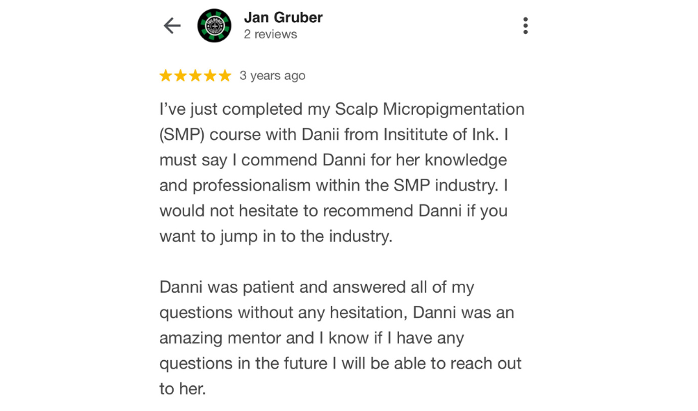 Five-star feedback highlighting improved skills and confidence after training.