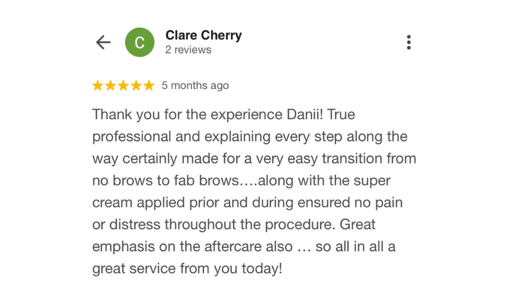 Testimonial thanking the trainers for in-depth guidance and encouragement.