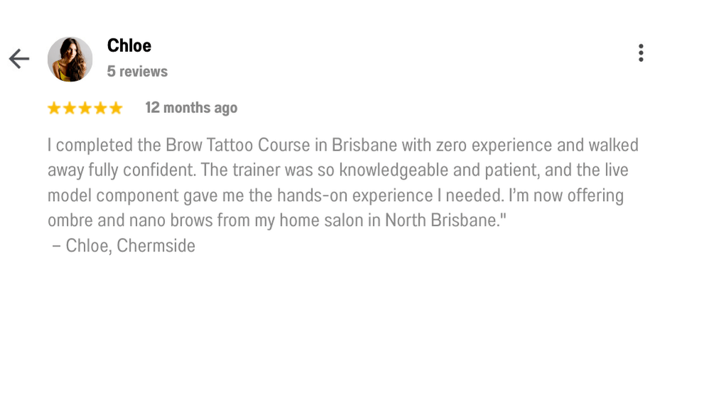Brisbane brow cosmetic tattoo student happy testimonial