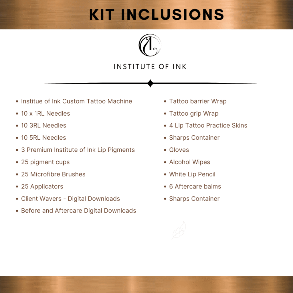 Lip Blush tattoo kit content with institute of ink
