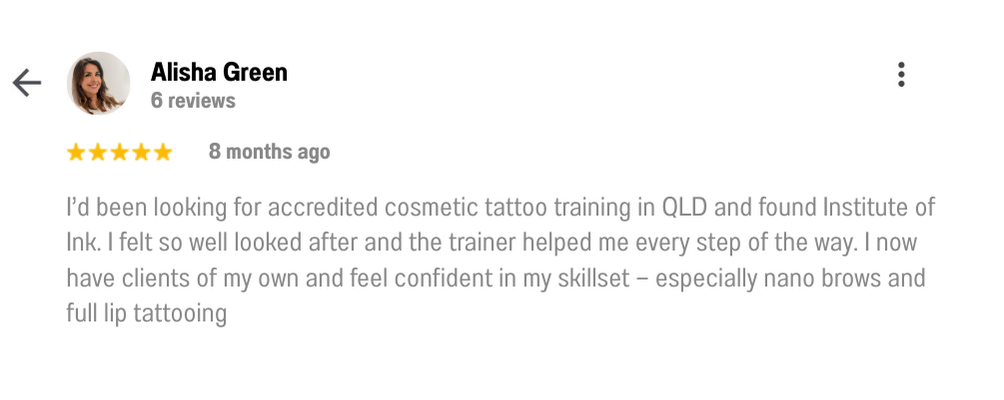 beginner student practicing ombre brow tattoo technique during hands-on training in Brisbane