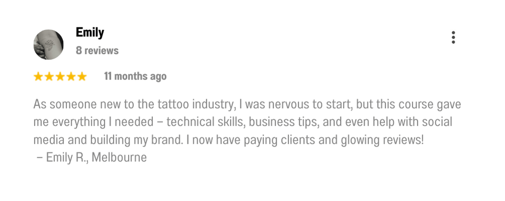 student feedback image Fine line tattoo in-person