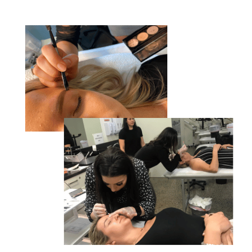 Students learning brow tattoo course in Brisbane, Sydney, Melbourne at Institute of Ink