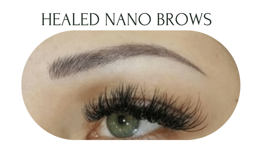 Healed Nano Brows — soft, natural hairstrokes in neutral brown