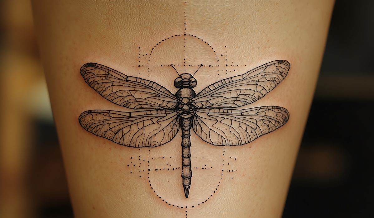 Fine line tattoo close-up of delicate floral linework