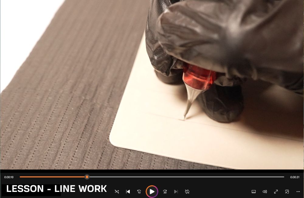 Lesson screenshot: fine line needle angle demo