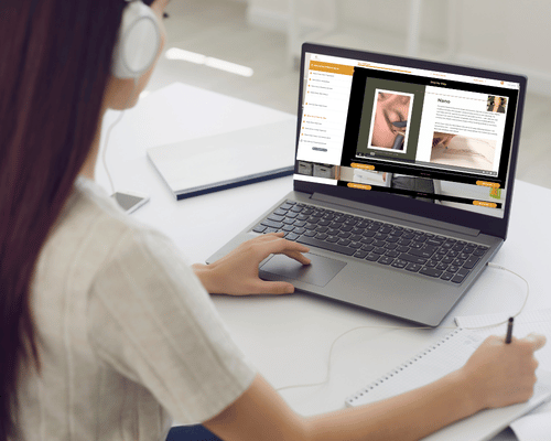 Student completing online cosmetic tattoo online course