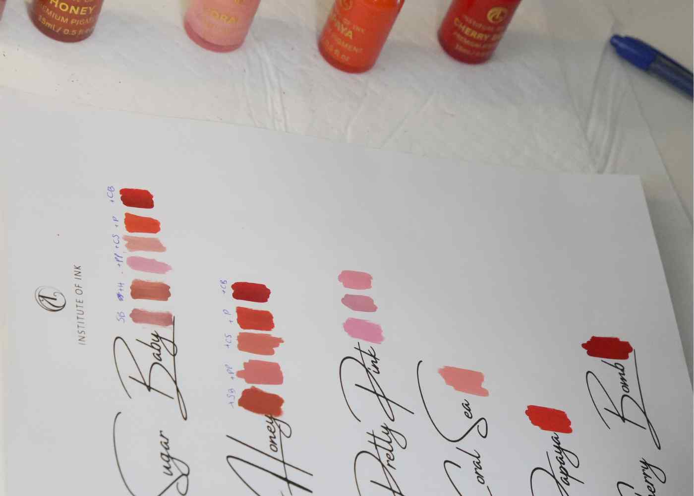 Learning lip blush colour theory during cosmetic tattoo training in Brisbane