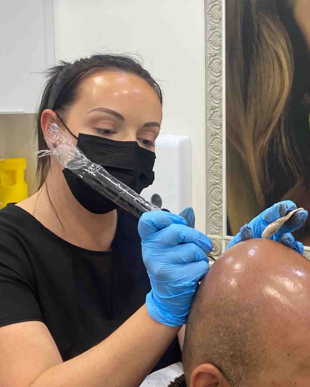 Scalp micropigmentation practical training session at Institute of Ink Brisbane
